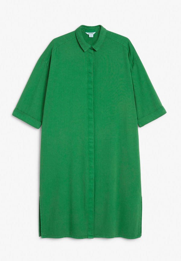 Short-sleeved shirt dress - Green