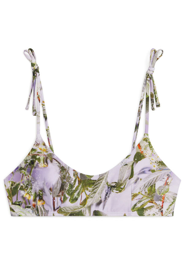 Slow Flowers Print Bikini Top - Purple