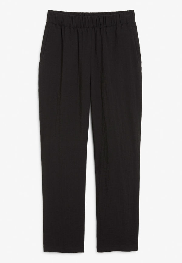 Soft seersucker trousers - Black
