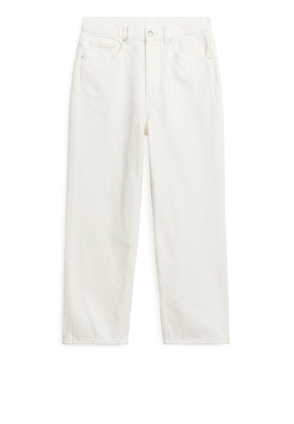 STRAIGHT CROPPED Non-Stretch Jeans - White