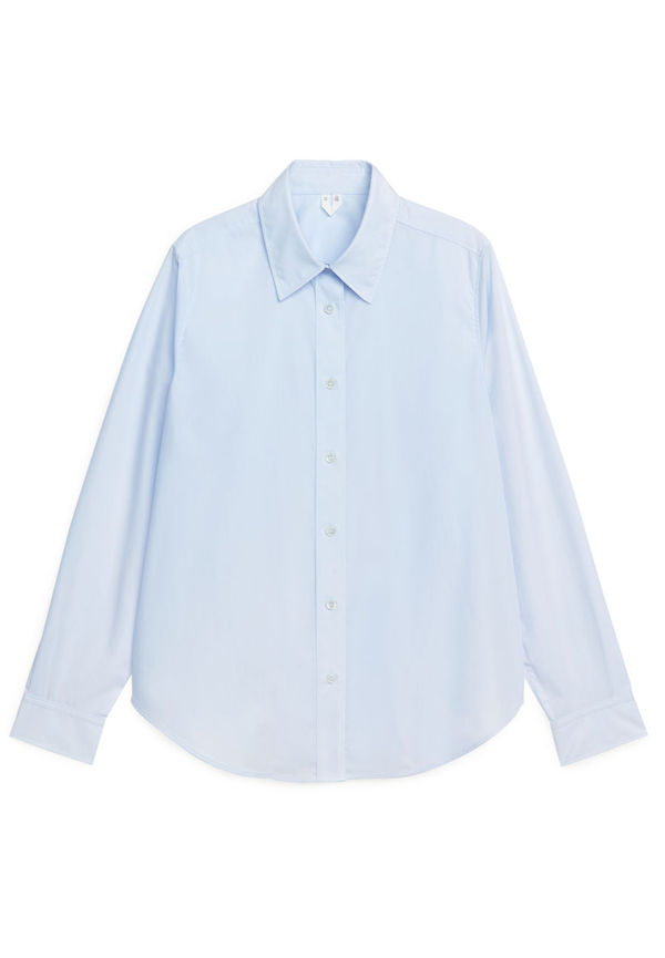 Straight Cut Poplin Shirt - Blue