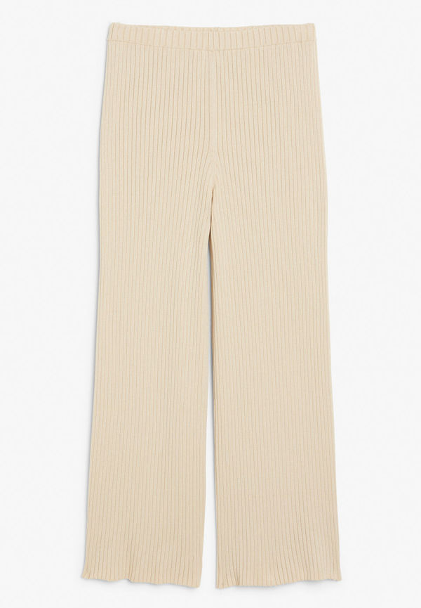 Straight leg knit trousers - Beige