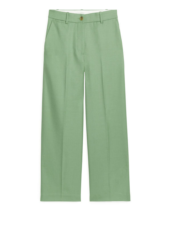 Straight Twill Trousers - Green