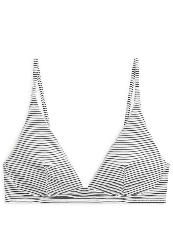 Striped Bikini Top - White