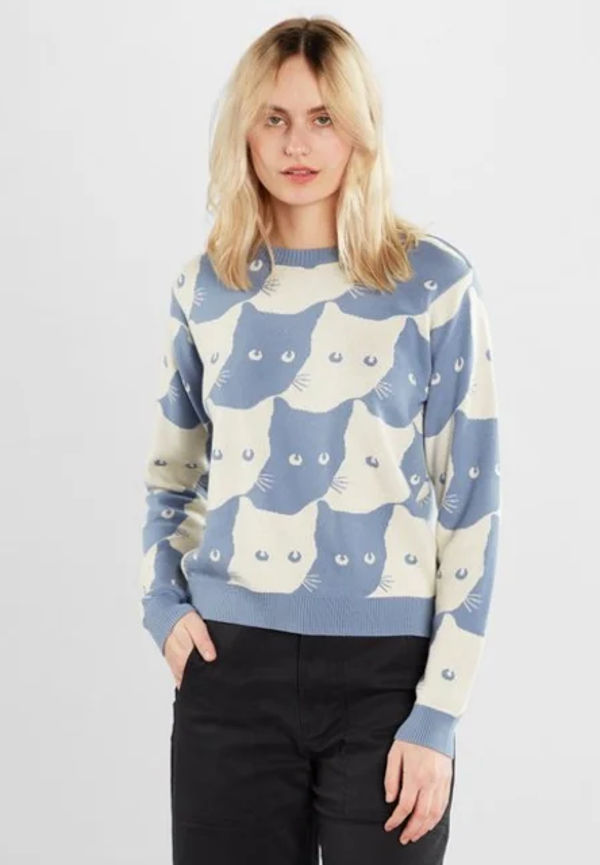 Sweater Arendal Cats Steel Blue