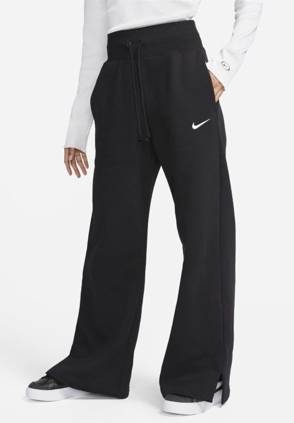 Sweatpants med vida ben och hög midja Nike Sportswear Phoenix Fleece för kvinnor - Svart