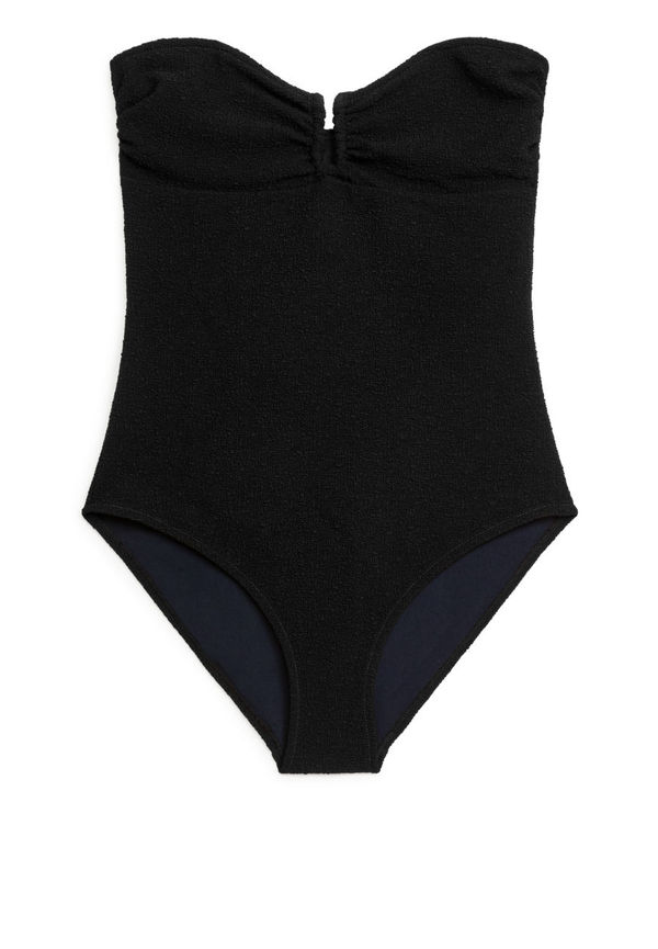 Textured Bandeau Swimsuit - Black