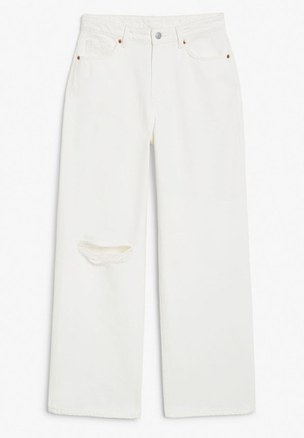 Thea high waist distressed jeans - White
