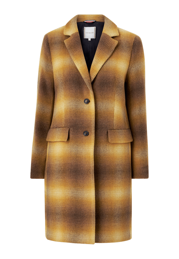 Tommy Hilfiger - Kappa Wool Blend Check Classic Coat - Gul
