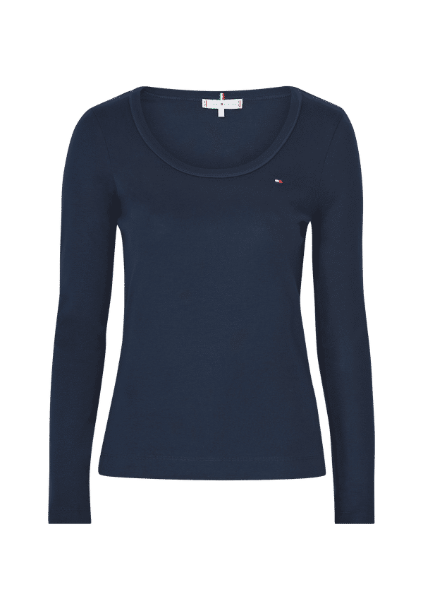 Tommy Hilfiger - Topp Slim Cosy Scoop-NK Top LS - Blå