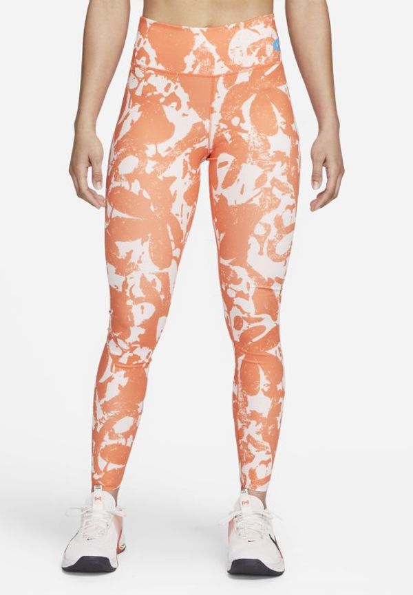 Träningsleggings Nike Dri-FIT One Luxe Icon Clash med medelhög midja och ficka för kvinnor - Orange