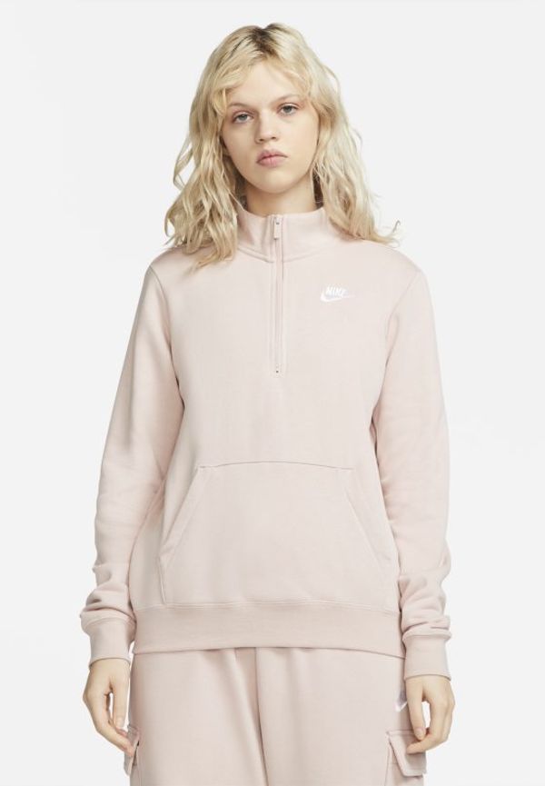 Tröja Nike Sportswear Club Fleece med halv dragkedja för kvinnor - Rosa