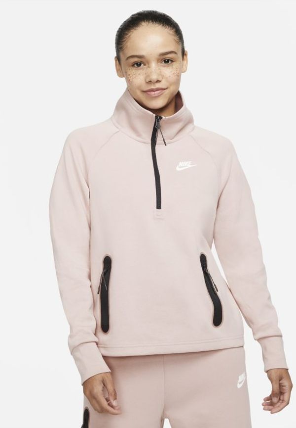 Tröjan Nike Sportswear Tech Fleece med kvartslång dragkedja för kvinnor - Rosa