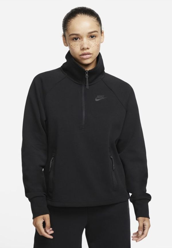 Tröjan Nike Sportswear Tech Fleece med kvartslång dragkedja för kvinnor - Svart