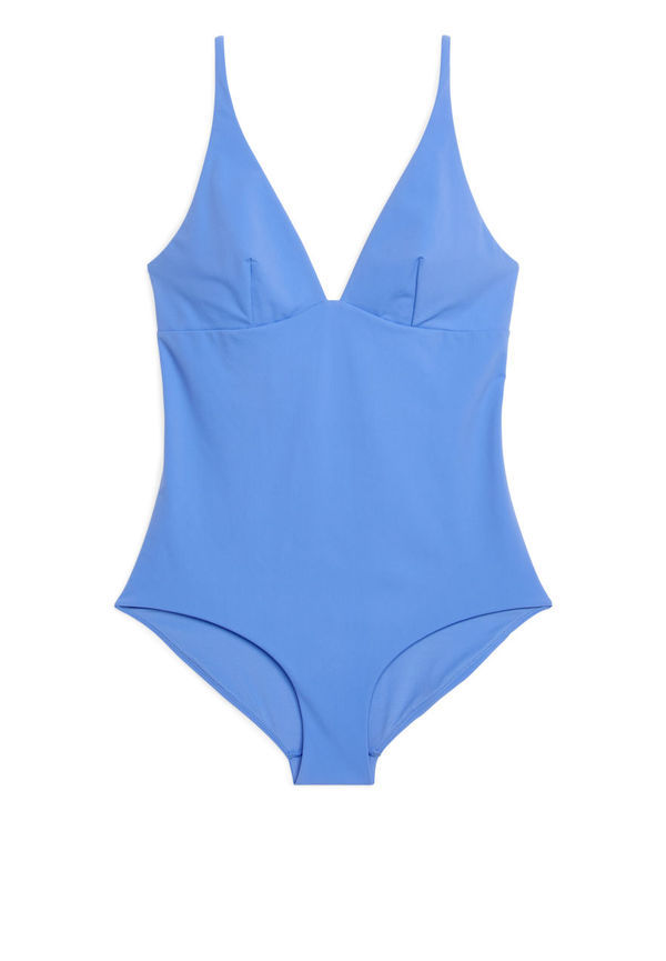 V-Neck Swimsuit - Blue
