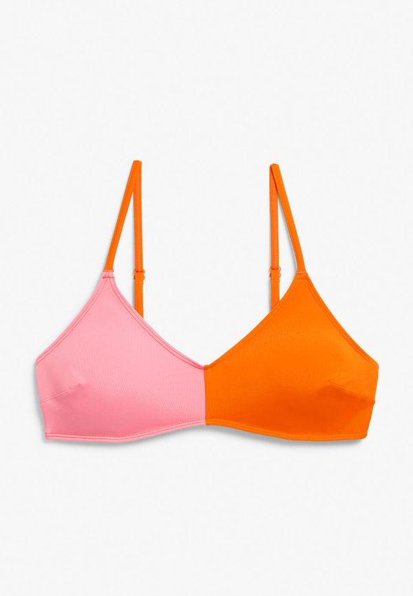 V-neck wire free bikini bra - Pink