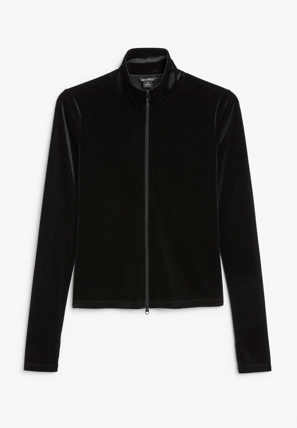 Velvet zip-up jacket - Black