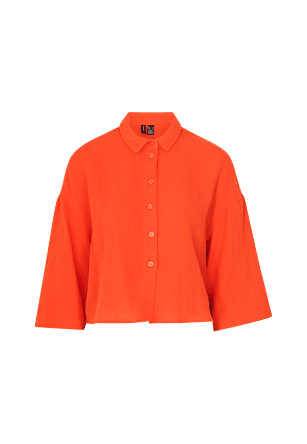 Vero Moda - Blus vmNatali 3/4 Crop Shirt Wvn - Röd