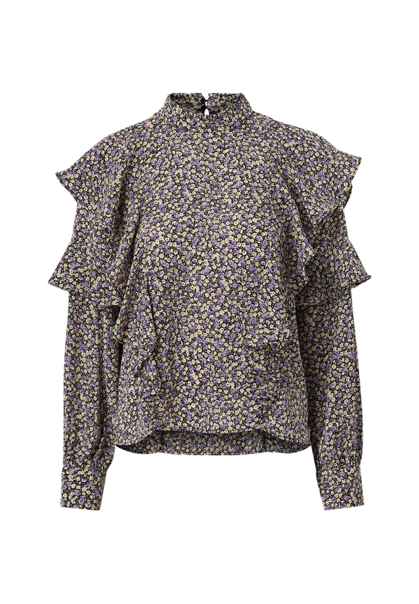 Vero Moda - Blus vmVilda L/S Flower Blouse - Svart