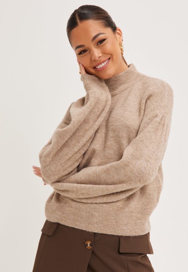 Vero Moda - Stickade tröjor - Silver Mink W. Melange - Vmrubellefile Ls Funnelnck Blouse L - Tröjor - Knitted sweaters