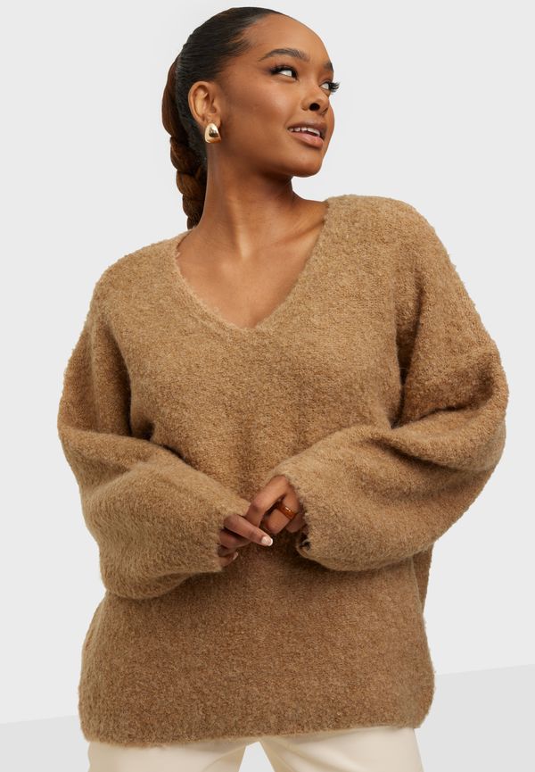Vero Moda - Stickade tröjor - Tigers Eye W. Melange - Vmbonny Ls V-Neck Blouse Ga Boo - Tröjor - Knitted sweaters