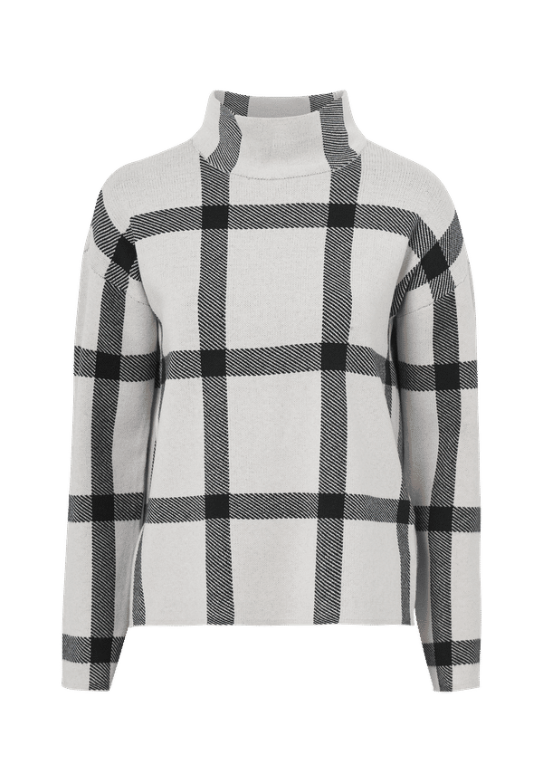 Vero Moda - Tröja vmSaba LS Highneck Check Plouse - Natur