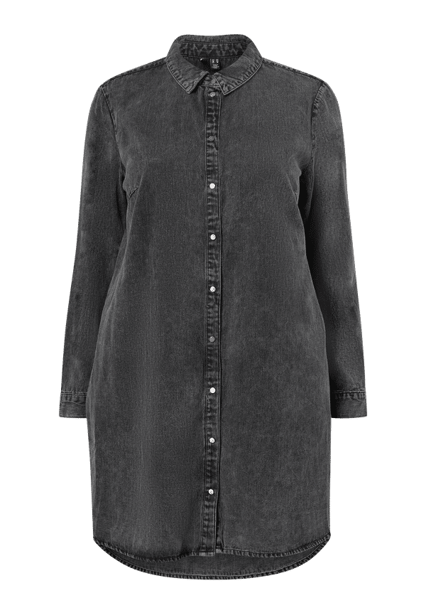 Vero Moda Curve - Jeansskjorta vmCharlie LS Long Shirt Jacket - Svart