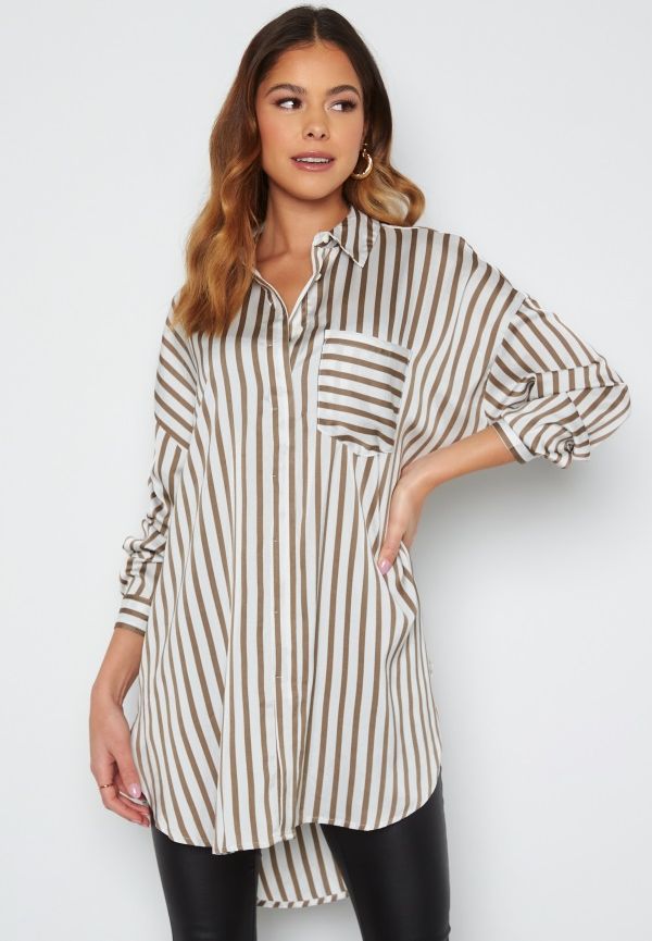 VERO MODA Edita LS Long Shirt Snow White Fossil L