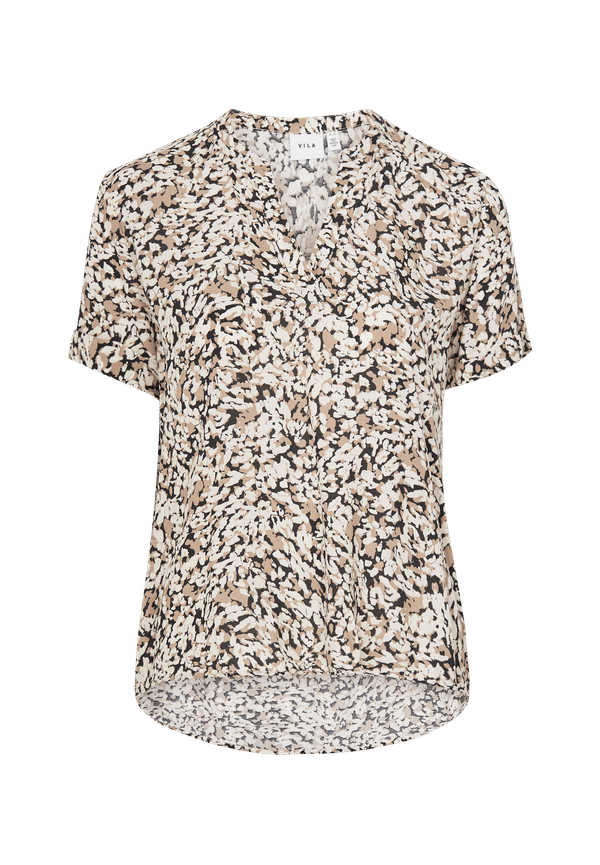 Vila - Blus viMoashly V-neck S/S Top - Grå