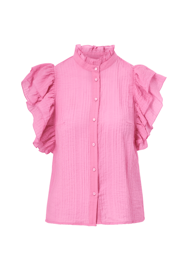 Vila - Blus viNillie Flounce S/L Shirt - Rosa