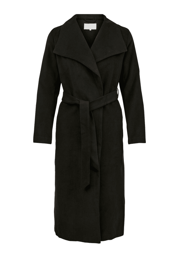 Vila - Kappa viPoku Belted Long Coat - Svart