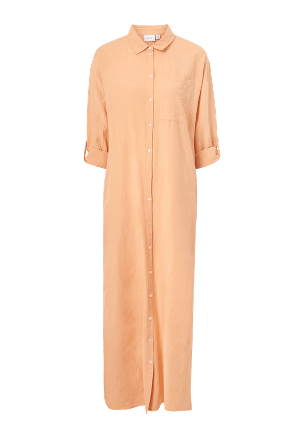 Vila - Maxiklänning viPrisilla L/S Ancle Shirt Dress - Orange