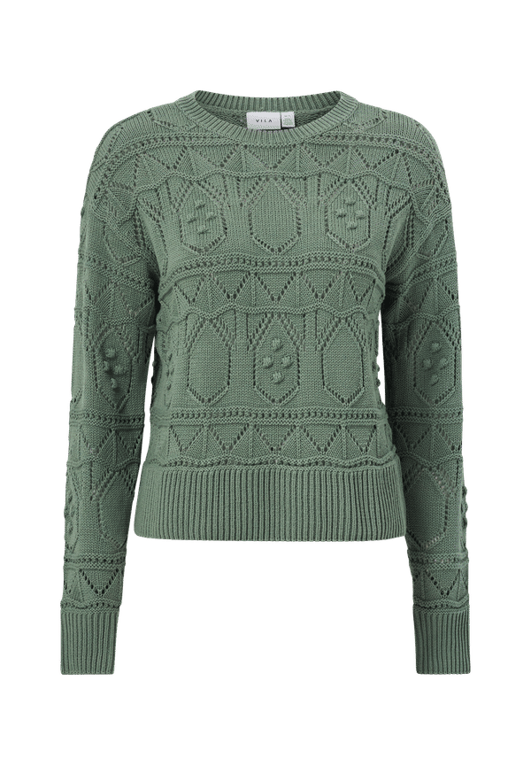 Vila - Tröja viMikkie O-neckL/S Knit Top - Grön