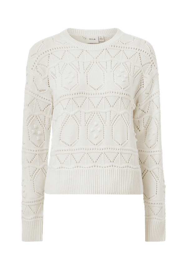 Vila - Tröja viMikkie O-neckL/S Knit Top - Vit