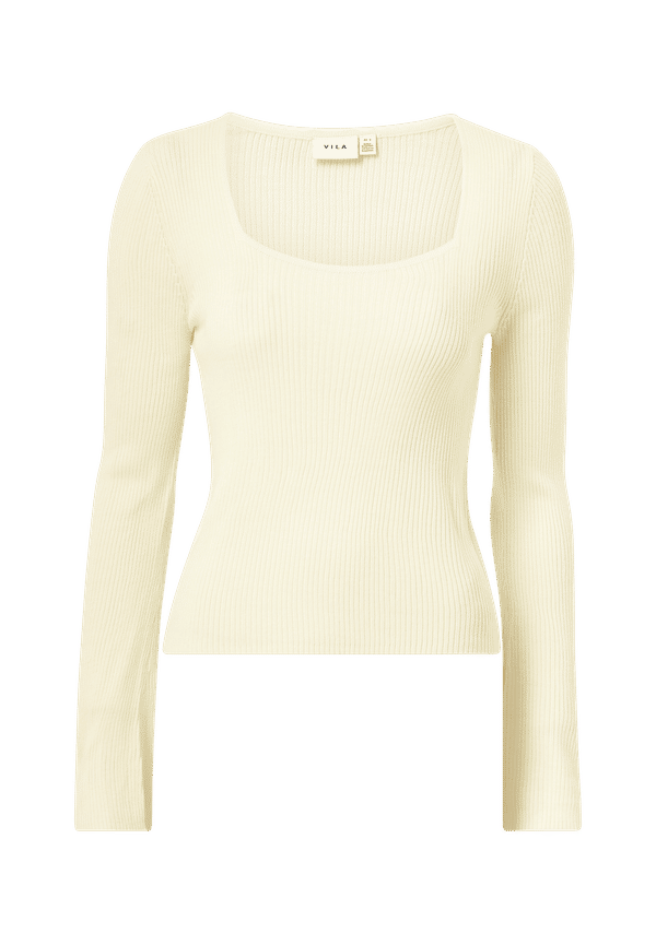 Vila - Tröja viPopsa Squareneck L/S Knit Top - Vit