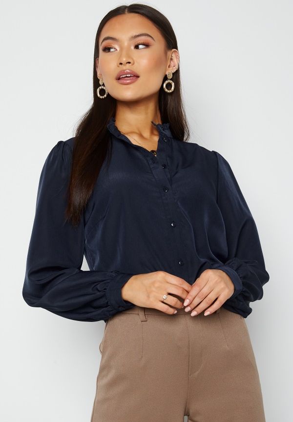 VILA Simple L/S Button Shirt Navy Blazer 36