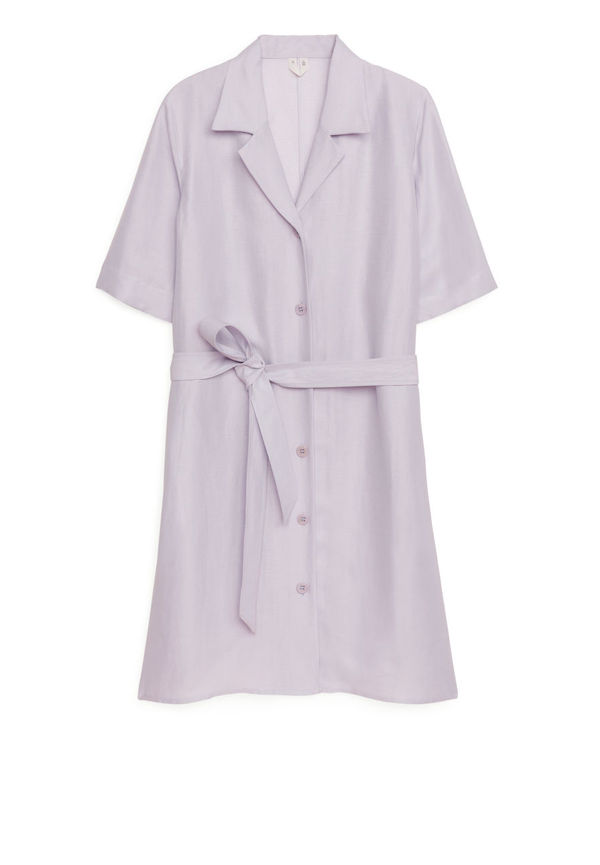 Viscose Linen Resort Dress - Purple