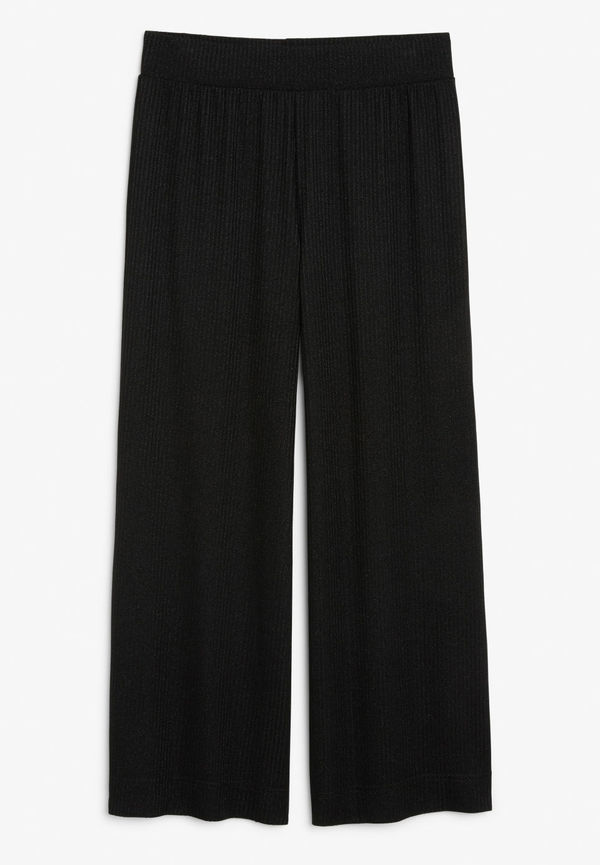 Wide leg glitter trousers - Black