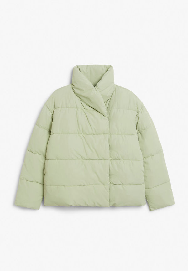 Wrap front puffer jacket - Green