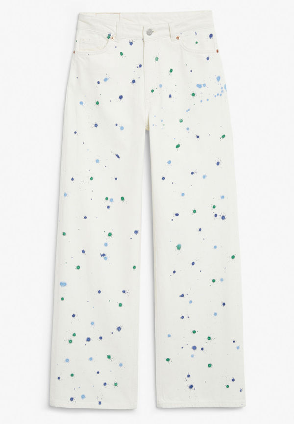 Yoko white jeans with colour splashes - White