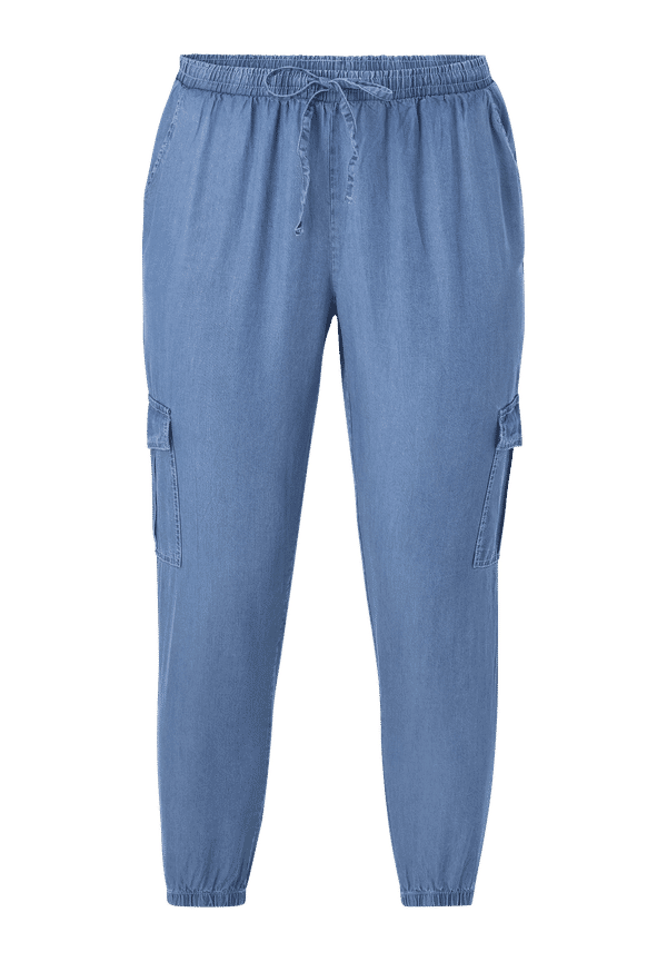 Zizzi - Byxor jAdelle Cargo Pants - Blå