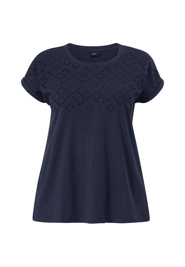 Zizzi - Topp vStella S/S Loose Tee - Blå