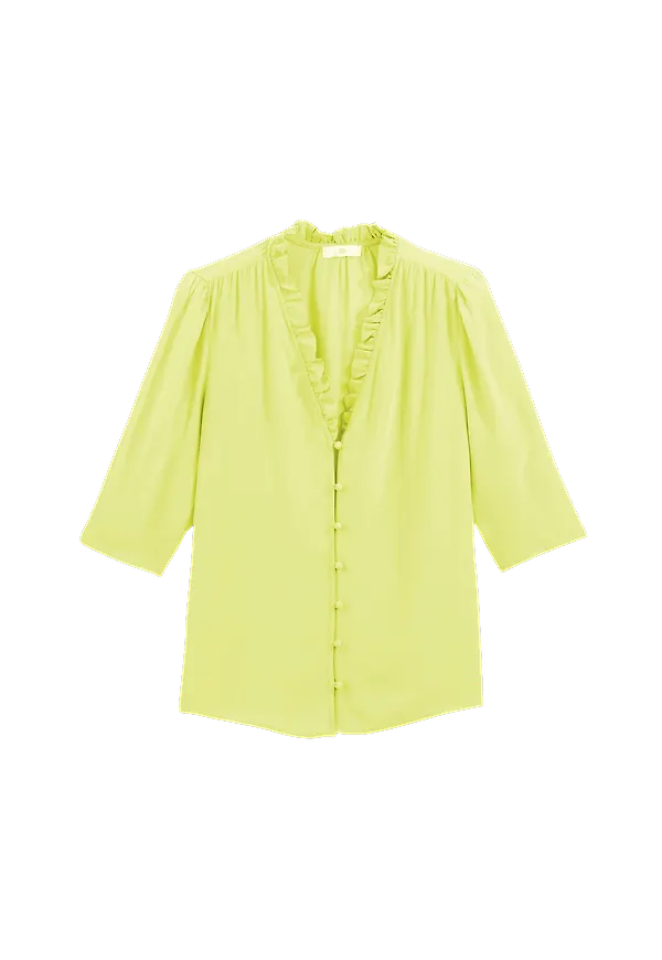 La Redoute - Blus med V-ringning med volang - Grön