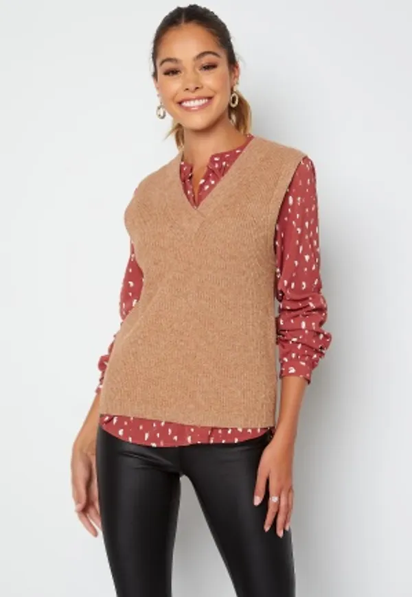 Object Collectors Item Malena S/L knit waistcoat Chipmunk Melange L