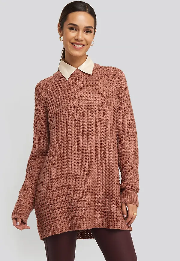 NA-KD Round Neck Pineapple Knitted Sweater - Pink