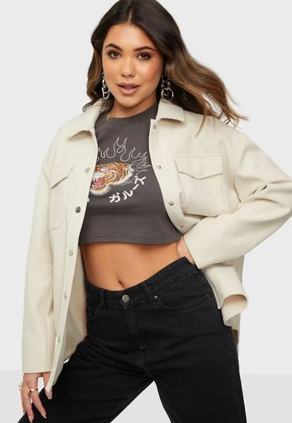 Only Onlmaci L/S Shacket Pnt skjortjackor Pumice Stone