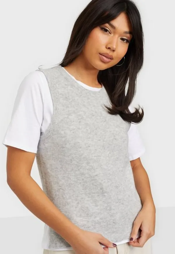 MOSS COPENHAGEN Zenie Vest Stickade västar Grey