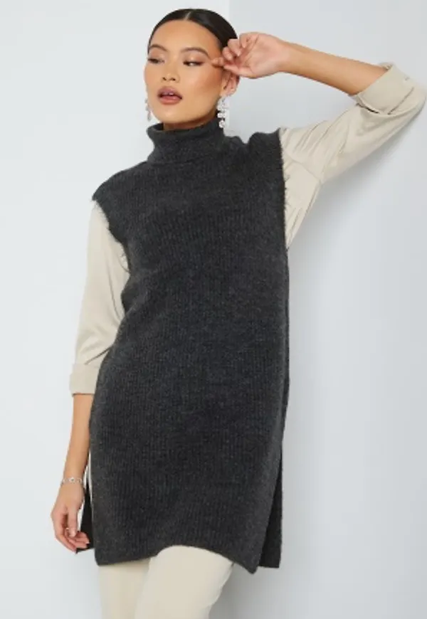 ONLY Cora Long Rollneck Vest Dark Grey Melange M