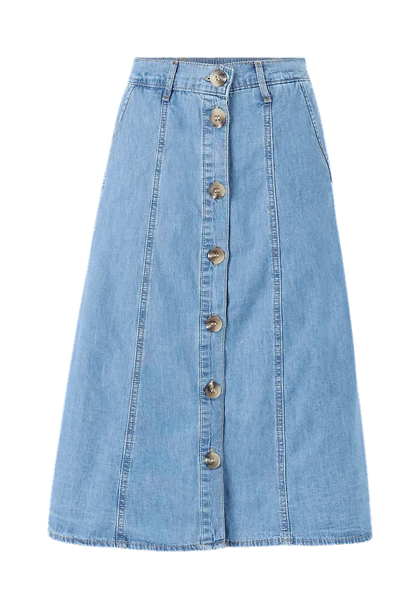 Vila - Denimkjol viMayas Clash HW Midi Skirt - Blå