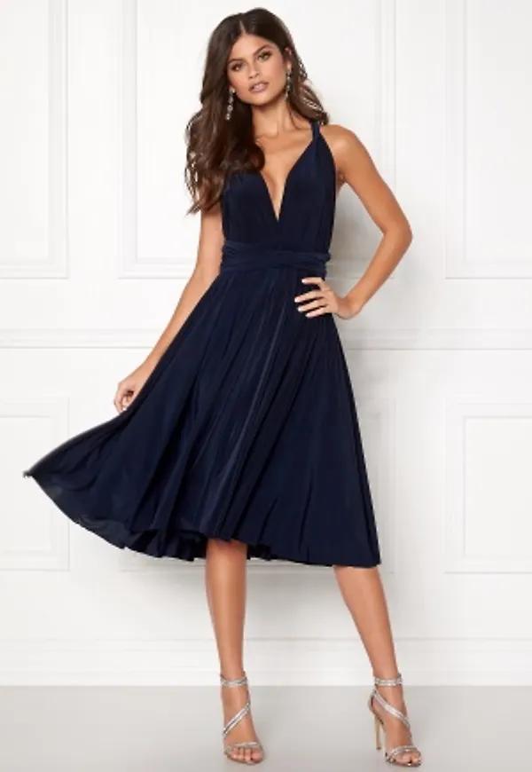 Goddiva Multi Tie Midi Dress Navy L (UK14)